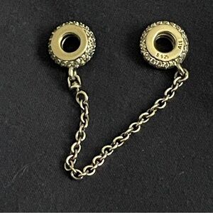 Pandora Pavé Safety Chain Charm Connector in Sterling Silver 925 EUC